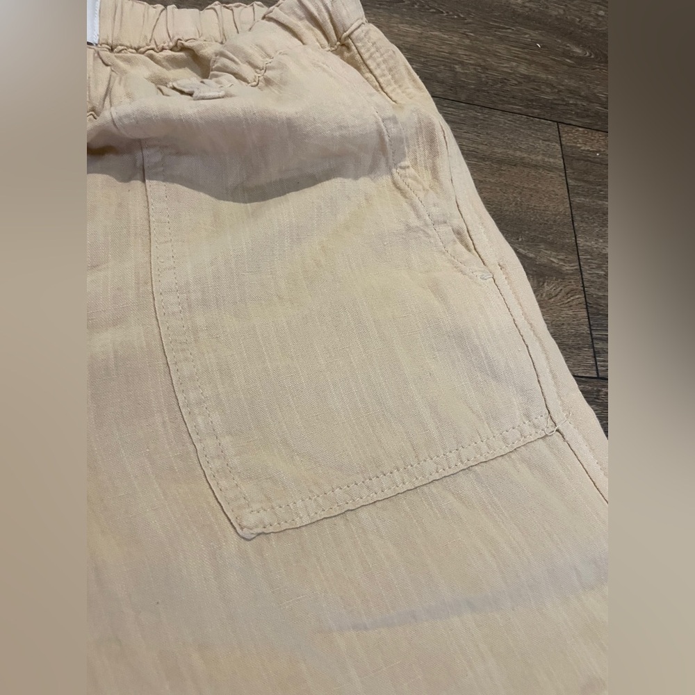 BDG Urban Outfitters Beige Cargo Pants S Wide Leg Y2K Utility 100% Linen - Picture 4 of 7